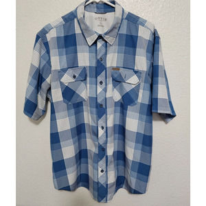 Orvis Mens Shirt XL Blue Plaid Check Outdoor Button Lightweight‎ Short Sleeve